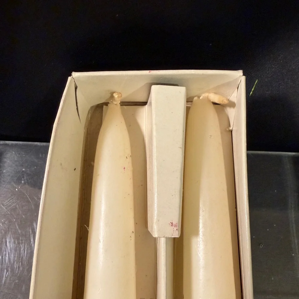Vintage Snowman Taper Candles Pair Wax Holiday Decor White Red Green 12 Inch